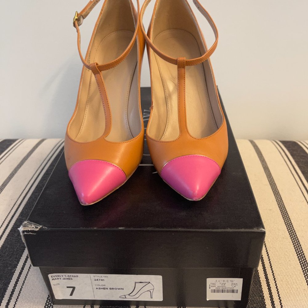 J. Crew Everly T-Strap Mary Janes Ashen Brown Sz 7 - Picture 5 of 5
